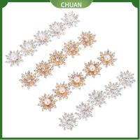 CHUAN 10PCS 16MM ตกแต่งเสื้อผ้า เครื่องประดับกิ๊บ ชุบ หัวเข็มขัดไข่มุก ตัดเย็บเสื้อผ้า ปุ่ม Rhinestone ปุ่มเกล็ดหิมะ