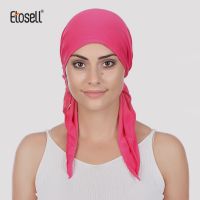 Tudung ETOSELL หมวกคลุมศีรษะมุสลิมหมวกผ้าโพกศีรษะผ้าโพกหัวผูกปมล่วงหน้าหมวกคลุมศีรษะผ้าโพกศีรษะสตรีเครื่องประดับผมผ้าโพกศีรษะ