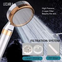 High Pressure Rainfall Water Saving Plating Shower Head PP Filter &amp;Clean Stone Double Filtration with Universal Fitting Bathroom Showerheads