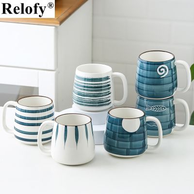 500ml Ceramic Personality Coffee Cups with Handle Creative Porcelain Lovers Coffee Mugs Breakfast Milk Juice Tea Cup Drinkware