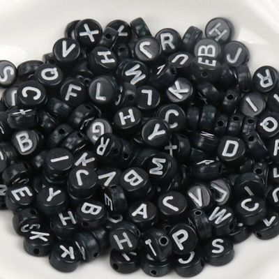 7mm Black White Mixed Letter Acrylic Beads Round Flat Alphabet Spacer Beads For Jewelry Making Handmade Diy Bracelet Necklace DIY accessories and othe