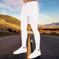 [A Motion045] แฟชั่น CasualRipped กางเกงยีนส์สำหรับผู้ชายกางเกงยีนส์กางเกงผอมยืดกางเกงยีนส์