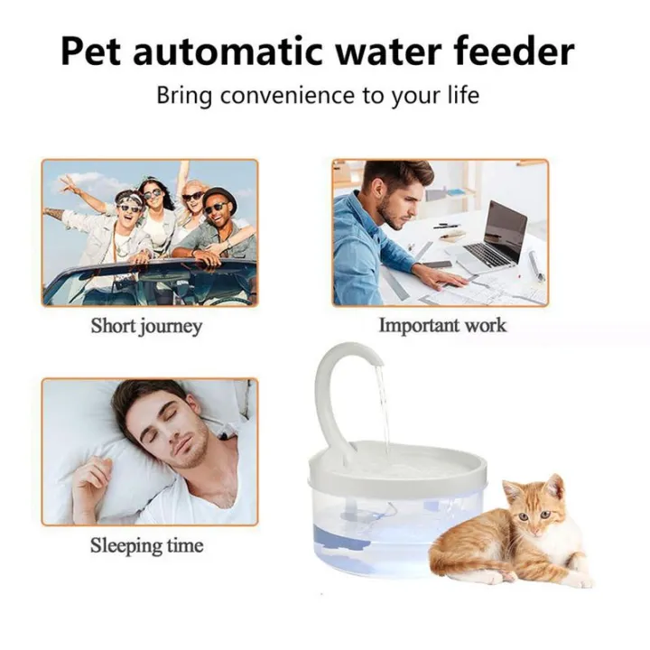 ชามที่ให้น้ำสัตว์สำหรับสุนัขและแมวถังใส่น้ำดื่มที่มีก๊อกน้ำไฟฟ้า2l-น้ำพุแมวพร้อมไฟ-led