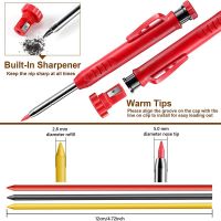 2 Pack Solid Carpenter Pencils , Scribe Tool with Built-in Sharpener for Construction Woodworking Architect