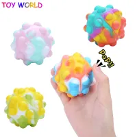 New 3D Pop It Fidget Toys with Simple Dimple Rainbow Silicone Bubble Ball Gameplay Anti Stress Relief Sensory Push Bubble Squishy Christmas Gift