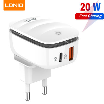 LDNIO 20W PD + Fast Charge USB-A &amp; Type-C Wall Charger เครื่องชาร์จสองพอร์ตสะดวกสำหรับการเดินทางบ้านและที่ทำงาน