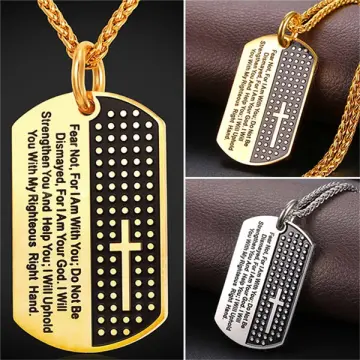 Mens dog tag hot sale necklace gold