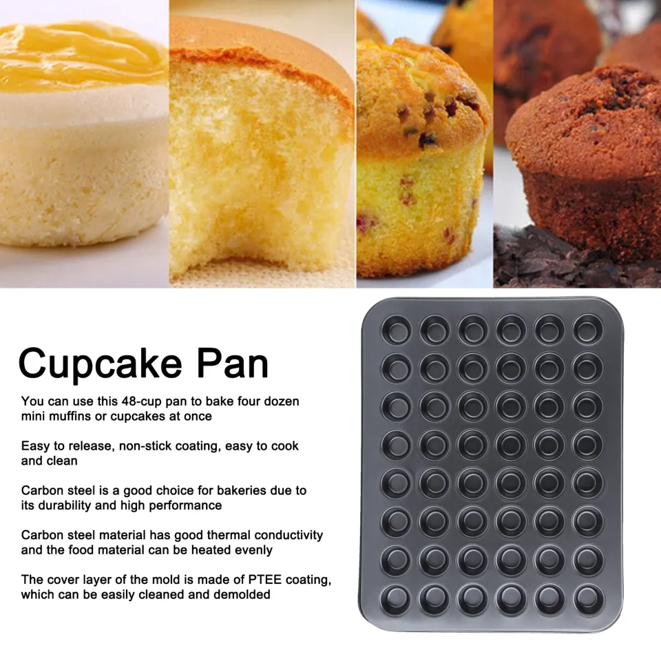 48cup Mini Muffin Pan,non-stick Mega Mini Round Cupcake Pan Tray Baking  Mould,baking Mould Bakeware Cooking Accessory,black