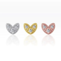 PiercingRoomByJay Mini Diamond Heart CZ Flat Back เงินแท้