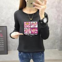 womens plus velvet thick sweater womens autumn and winter new Korean casual printing round neck shirt tide ฟรีไซส์-clothes-8838