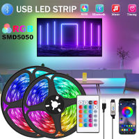 USB หลอดไฟ LED Strip บลูทูธ RGB SMD ทีวีสก์ท็อปหน้าจอแสงไฟ LED DC5V ที่มีความยืดหยุ่น1-30เมตรโคมไฟเทปตกแต่งห้อง *