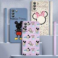 Minnie มิกกี้เคสโทรศัพท์น่ารักสำหรับ Samsung Galaxy,S21 S22 S20 FE S10 Note 20 10อัลตร้าไลท์บวกเชือกของเหลวฝาหลัง