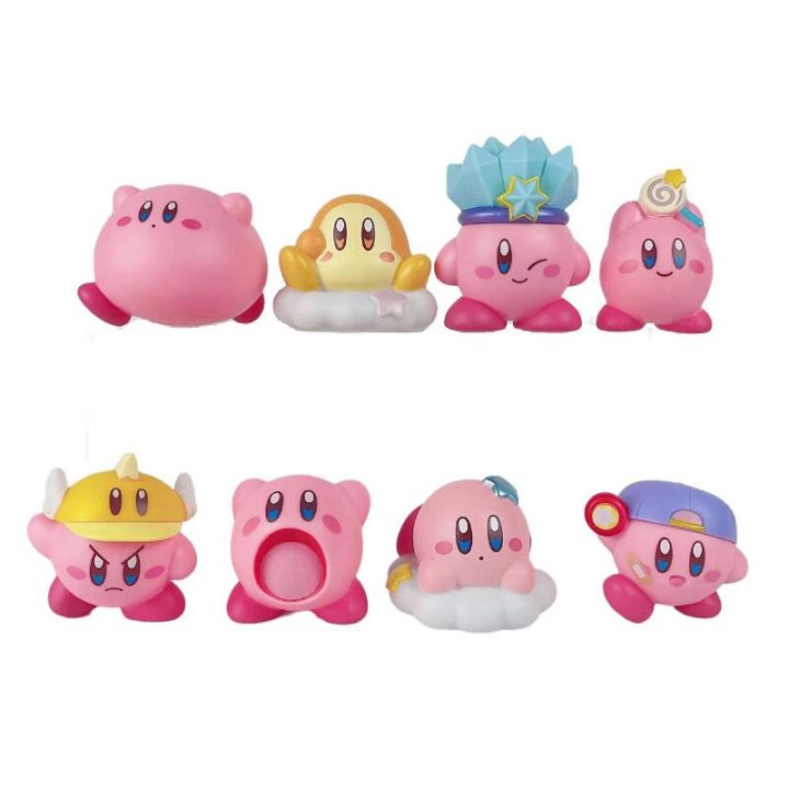 23new-8pcs-set-mini-kirby-anime-figure-toys-cartoon-game-pink-star-kirby-waddle-dee-doo-car-collect-model-doll-birthday-gift-for-kids