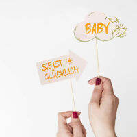 [Foocome]12Pcs Baby Shower Party Photo Booth Props Boy Girl วันเกิดเพศเปิดเผยอุปกรณ์ผู้หญิงการตั้งครรภ์ Mom To Be PhotoBooth Props