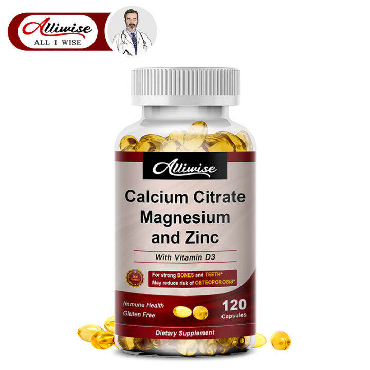 Alliwise Calcium Magnesium Zinc Mineral Supplement With Vitamin D3 For