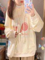 利ญี่ปุ่น Kawaii พิมพ์ Hoodies ผู้หญิงสไตล์เกาหลีเย็บปักถักร้อยหวานน่ารักน่ารักสตรีแขนยาวหลวม Hoodies ฤดูใบไม้ร่วง2022