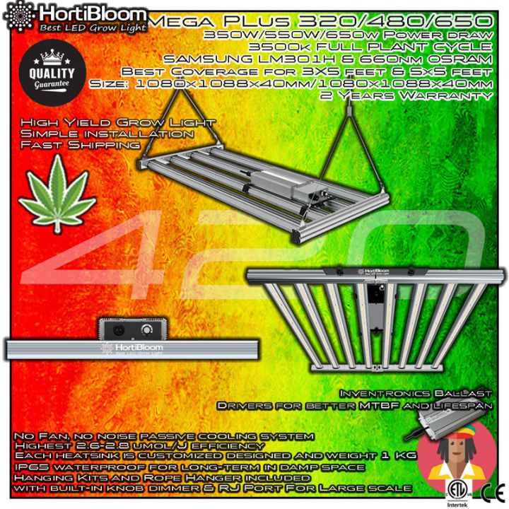 ส่งไว ส่งฟรี! ไฟปลูกต้นไม้ HortiBloom MEGA PLUS 320/480/650 Best LED GROW Light ไฟ PPFD แรง รับประกัน 2 ปี Horti Bloom(650 (650W))