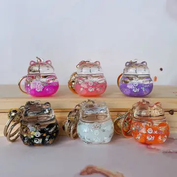Liquid Cherry Blossom Bottle Iceberg Cup Key Chains Cute Floating