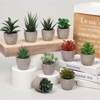 Artificial Green Succulent Plants Fake Artificial Bonsai With Pots Decorative Mini Plants Desktop Home Decor Nails Screws Fasteners