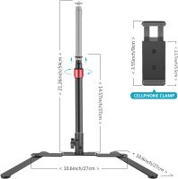 Neewer ขาตั้งเว็บแคมขาตั้งโปรเจคเตอร์ขาตั้งเลียนแบบถ่ายภาพ22อลูมิเนียมอัลลอยนิ้วพร้อมที่หนีบโทรศัพท์ที่วางโทรศัพท์ด้านบนปรับได้สำหรับที่วางโทรศัพท์มือถือสาธิตวิดีโอออนไลน์