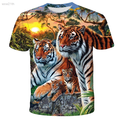 2023 Round Neck Short Sleeved, Animal Print, 3d Tiger, Loose Fitting, Summer Mens Wear Unisex