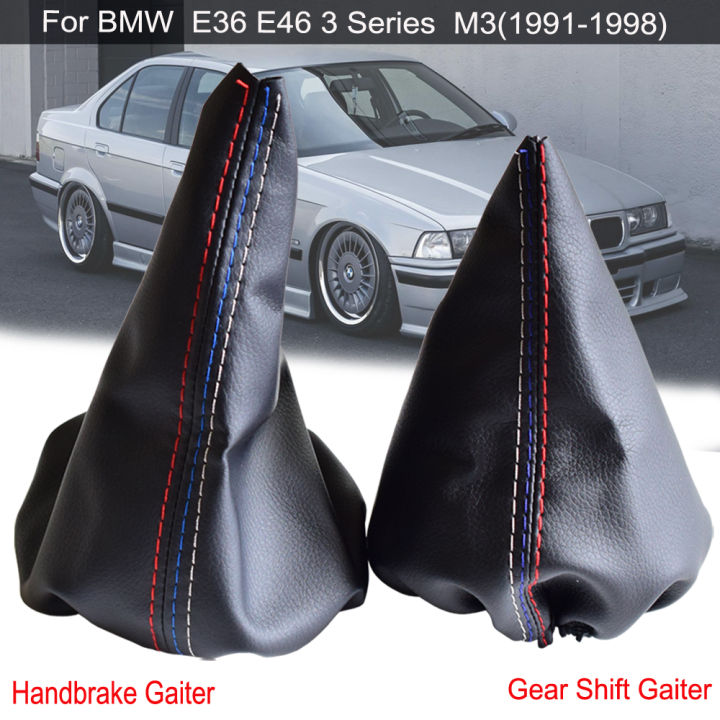 รถเกียร์ติดคู่มือเบรกมือสนับแข้งกะบูตหนังสีดำบูตสำหรับ-bmw-3-series-e36-e46-m3รถจัดแต่งทรงผม