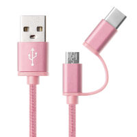 ชาร์จ USB เร็วแบบ2 In 1 2.0 USB ตัวผู้3.1ชนิด C และสายไมโคร USB ยืดหยุ่น