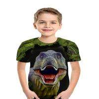 [Tsdopn34gpt]    Kids Boys tshirt short sleeve 3D print dinosar color block animal Crewneck child OPS Girls Summer basic streetwear