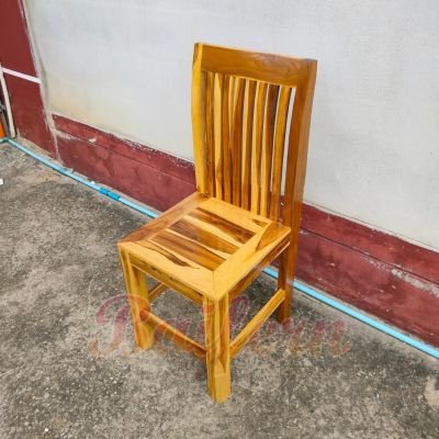 🍀BF🍀 เก้าอี้ไม้สัก เก้าอี้พนักพิงไม้สัก อย่างหนา รับน้ำหนักได้มาก เก้าอี้โต๊ะอาหาร สีเคลือบเงาใส