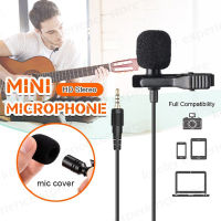 Portable Mini Microphone Condenser 3.5mm Clip-on Lapel Lavalier Mic Wired for Phone Laptop Mini Audio Monitor Earphone