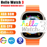 สวัสดี Watch 3สมาร์ทวอท์ชของแท้4GB ROM Series 8 Ultra 49Mm เข็มทิศเอ็นเอฟซีเครื่องวัดชีพจรสำหรับผู้ชายและผู้หญิง