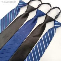 ☜▥ 8cm Striped Neck Ties for Men Casual Suits Solid Lazy Zipper Tie Skinny Mens Neckties for Business Wedding Slim Men Ties