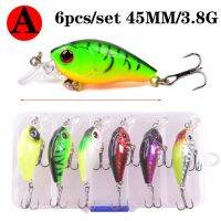 6ชิ้น/ล็อต Mini Crank เหยื่อผสมสีลอย Wobblers สำหรับตกปลา Lure ชุดเหยื่อประดิษฐ์ปลาปลอม Minnow Hard เหยื่อชุด