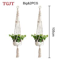 TGJT 2/4Pcs ตัวแขวนต้นไม้มาคราเม่ดอกไม้กระถางต้นไม้ 4 ขา String แขวนเชือก