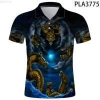 【high quality】  New Polo Short Sleeved 3d Dragon Print Street Style Casual Summer Mens Clothing S-6XL