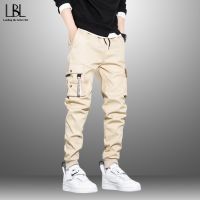 Fashion Cargo Pants Autumn Winter Mens Loose Casual Trousers Cotton Drawstring Trousers Breathable Sweatpants 2023 New Trendy