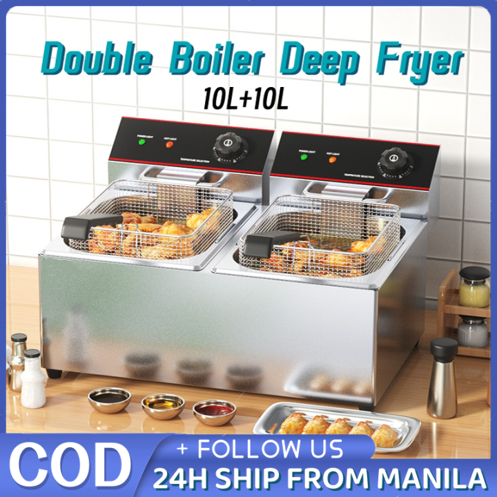 Electric Deep Fryer double boiler Fryer Double Stainless Steel 20L ...