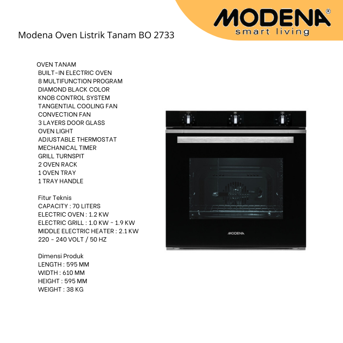 Modena Oven Listrik Tanam BO 2633 Lazada Indonesia