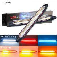 SEAMETAL 2ชิ้น ไฟเดย์ไลท์ led รถยนต์ DRL ไฟทำงานกลางวันกันน้ำสากล12โวลต์ไฟหน้าอัต สัญญาณเลี้ยวต่อเนื่องสีเหลือง