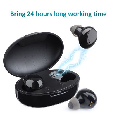 ZZOOI 2022 Rechargeable Mini Hearing Aid Listen Sound Amplifier Wireless Ear Aids for Deaf Old Man Elderly Audiphone Charging Box