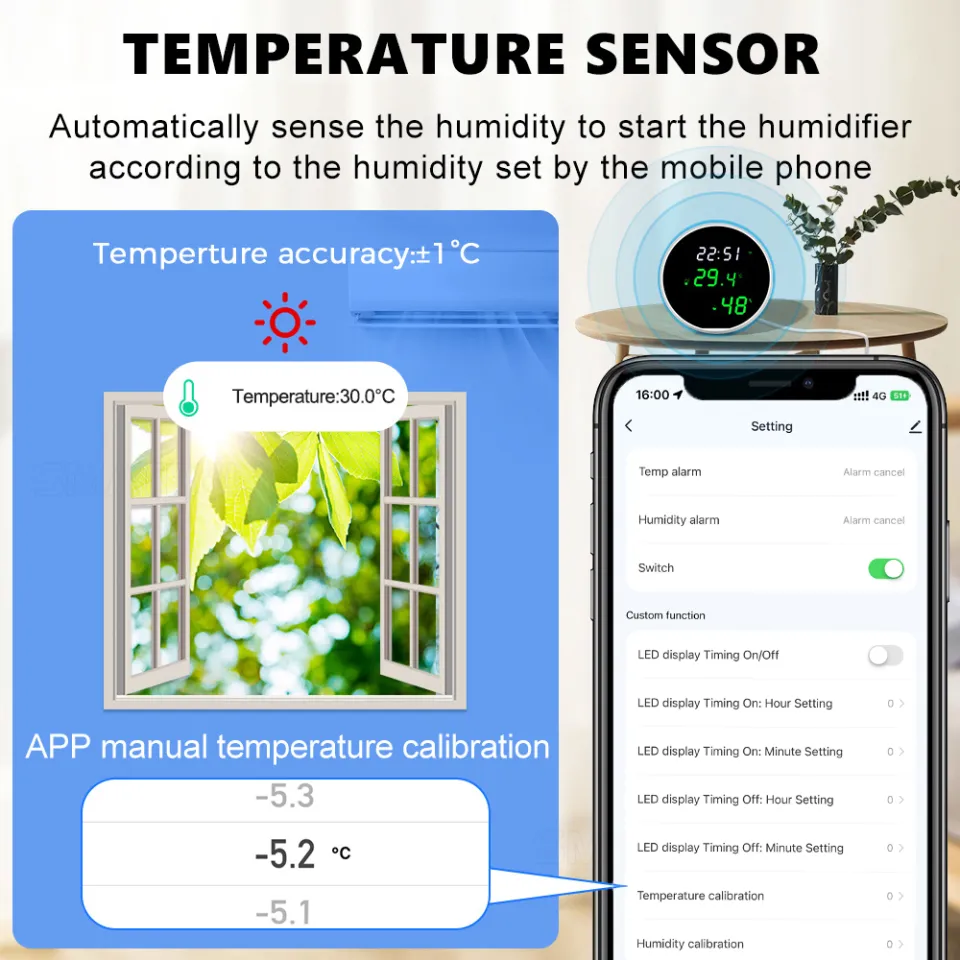 Tuya Wifi Temperature Humidity Sensors App Remote Monitor Control