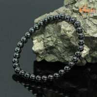 แร่เฮมาไทต์ กำไลหินมงคล หินเพชรดำ ขนาด 6 มิล Hematite กำไลหินมงคล แร่ในตระกูลเหล็กไหล กำไลหินแท้ หินสี กำไลหิน หินสีเทา หินสีเงิน by.ออมทอง