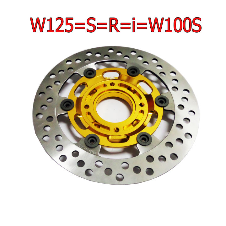 NEW จานสร้างทรงอิตารีแท้ (สีทอง หมุดไทเท)+สเปเซอร์ทอง ขนาด 220 mm สำหรับ W125=S=R=i=W100S 4 รู