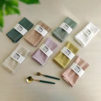 6pcslot Plain Color Household Tea Towel Square Cotton Linen Table Napkin Cleaning Cloths