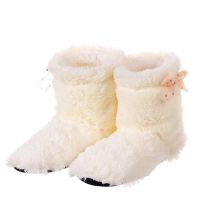 Glglgege 2022 Candy color Warm Home Slippers Women Bedroom Winter Slippers Cartoon Bowtie Plush Slippers Cotton Floor Home Shoes