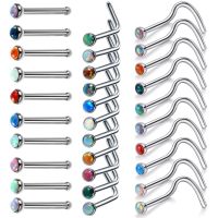 1PC 20G Steel Piercing Nostril Opal Earring Nose Studs Piercing Nariz Screw Nail Nose Pin Brincos Body Jewelry 2022 Trend Body jewellery