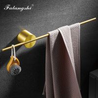 Brush Gold Towel Bar Unique Design 304 Stainless Steel Walnut Single Towel Holder Artistic Towel Hanger Wall Mounted WB8715