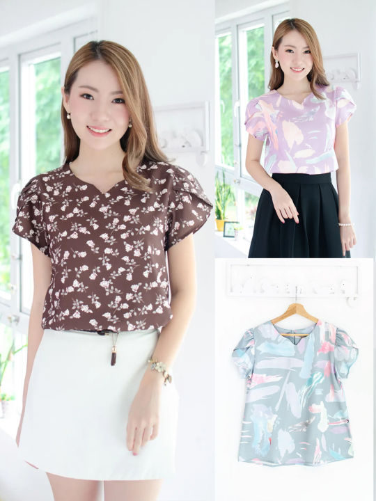 narinari-mt0202-petal-sleeve-blouse-รุ่นผ้าหนา