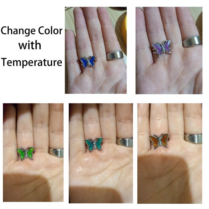 hot-k-แหวนแฟชั่นสำหรับผู้หญิง-1ชิ้นเปลี่ยนสีตามอุณหภูมิสร้อยคอจี้ความรู้สึกอารมณ์ผีเสื้อหัวใจ