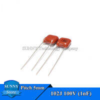 20Pcs CBB22 102J 100V 1nF 0.001UF CBB ตัวเก็บประจุฟิล์มโพลีโพรพิลีนเมทาลิค Capacitor Pitch 5MM 100V 102J 102K